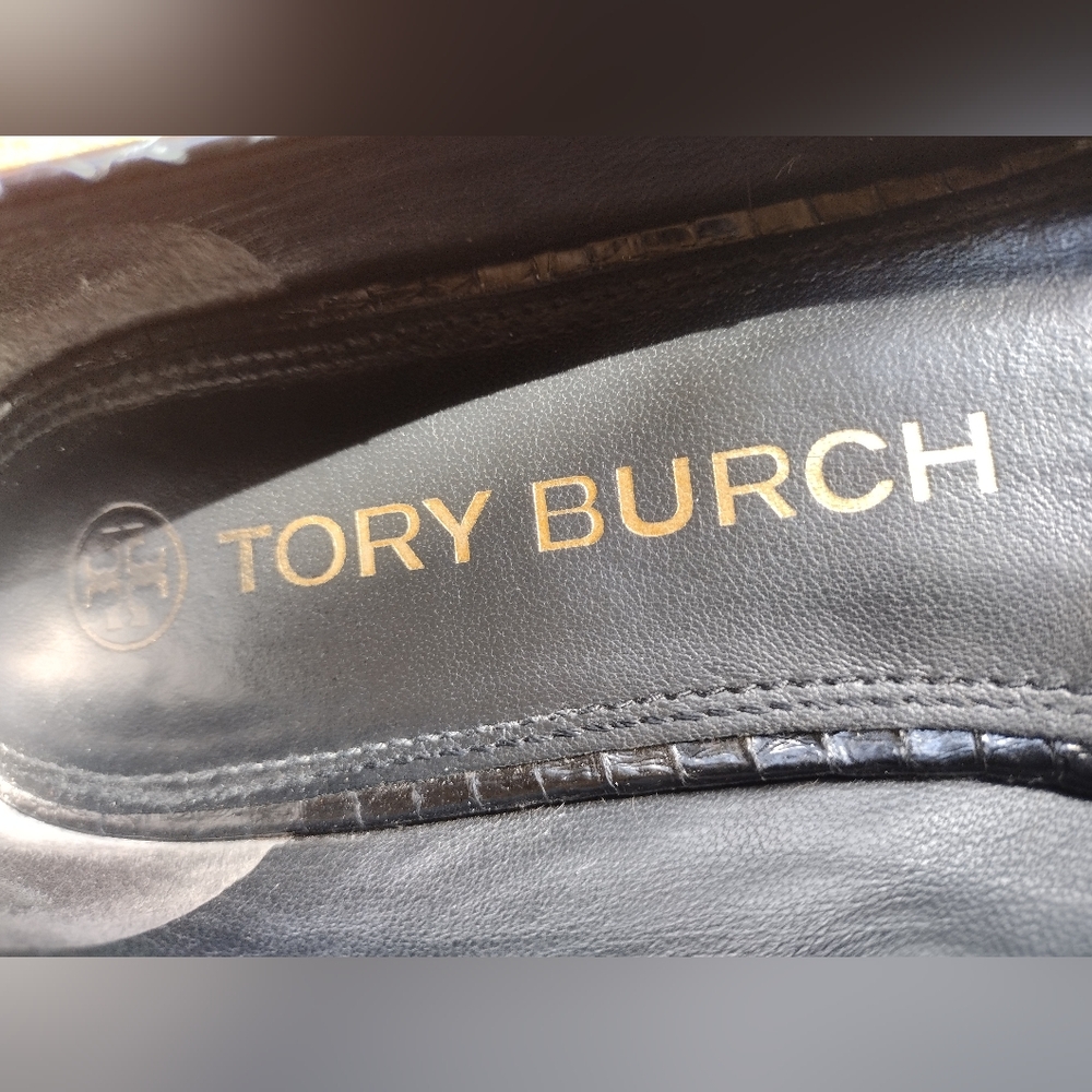 Tory Burch Black Snake Georgia Flats Size 10.5 - Picture 6 of 9